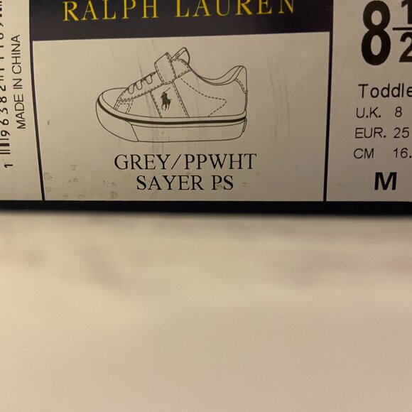POLO Ralph Lauren Boys Sayer PS Gray Chambray Sneaker 8.5 - Picture 5 of 7